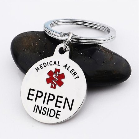 Epipen Tag, Epipen Bag Tag - Esa Tag - Glidelås - Helt kirurgisk rustfritt stål Medical Alert Symbol Id Tag Keyri