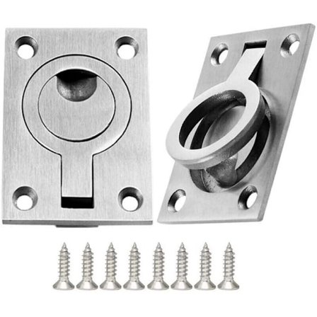 2 kpl Piilotettu luukun kahva ruostumattomasta teräksestä valmistettuja veneen kahvoja huonekalujen nostorengas ruuveilla, DEBUNS