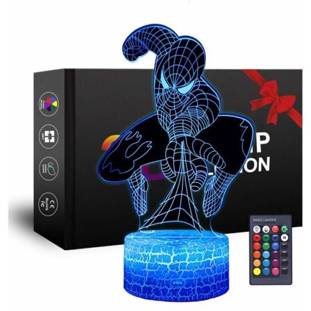 3D Superhelt Nattlys Spiderman Gutt Leke Nattlys til Jul eller Bursdagsfest for Barn Jenter og Gutter (Spiderman) HIASDFLS