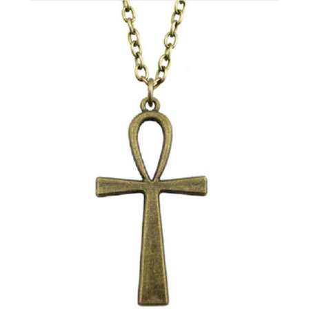 Necklace - Ankh - Long Chain - Bronze