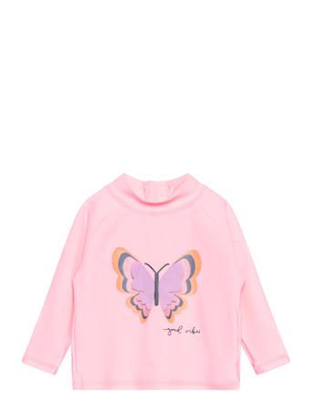Baby T-Shirt W. Application Swimwear Swim Tops Pink Color Kids