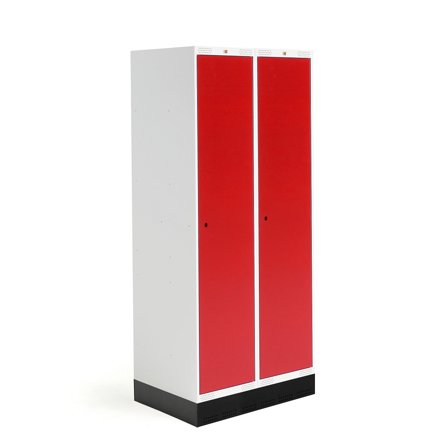 Schülerspind ROZ, 2 Module, 2 Türen, 1890x800x550 mm, rot, inkl. Sockel