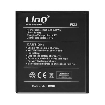 Sisäinen akku Wiko Fizz - LINQ - BAT-WK06 - Kapasiteetti 2600 mAh - Lithium Ion - 3,7 V