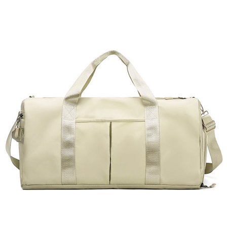 Sports Gym Taske Til Rejser Duffel Taske Med Våd Lomme Og Sko Rum (Beige)