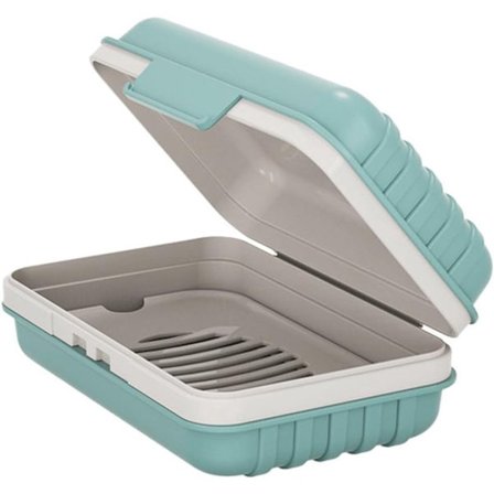 Plastik Sæbeæske med Låg til Brusebad u0026 Rejse - Blå Sæbeholder Kompatibel med Badeværelses- u0026 Fitnesscenter Tilbehør