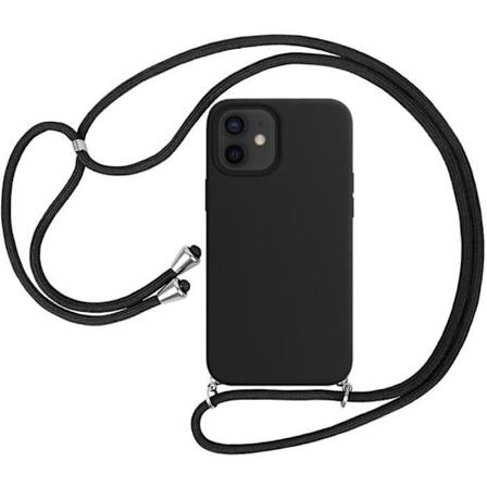 Justerbar axelremsfodral för iPhone 12 (6.1") Svart mjuk silikon Lätt Stötsäker Enfärgad färg Svart