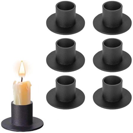 Lysestager 6 Stykker Metal Lysestage Fyrfadsstage Lysestage Hylde Lysestage Underlag Lysestager Lysestage til Borddekorationer og Sort