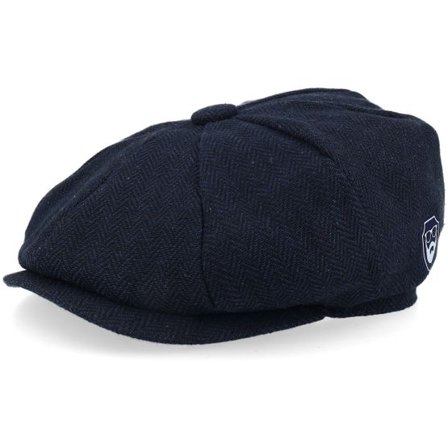 Bearded Man - Blå flatcap Keps - Bm Shield Logo Navy Heritage Bakerboy Flat Cap @ Hatstore