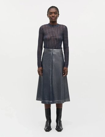 Mads Nørgaard Metallic Denim Stellar Skirt - Grey - 38