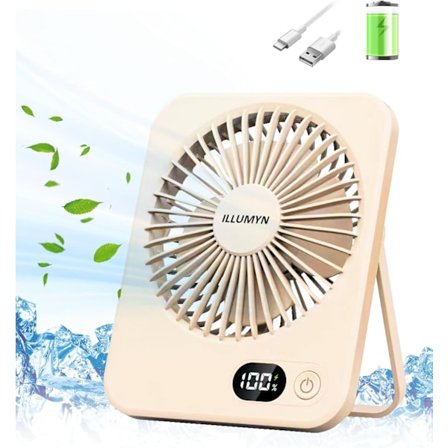 Bordventilator, Ultra Støjsvag Bærbar Ventilator med Kraftig Luftstrøm til Kontor, Soveværelse, Sengebord, Sammenklappelig Tilt Ventilator til Rejser,