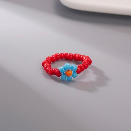 Nya koreanska färgglada genomskinliga blomringar i harts för kvinnor Bohemiska handgjorda elastiska söta pärlorringar flicka Estetiska smycken Style5