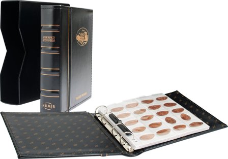 NUMIS møntalbum til pressed pennies, inkl. 5 plastlommer og kasette