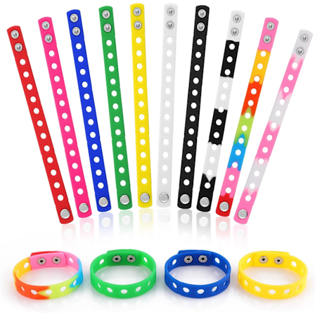 10 stk. farverige silikonearmbånd justerbare gummibånd til drenge piger svømning identificere fødselsdag gaver festgaver