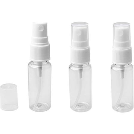 3 stk sprayflaske sett, 20 ml gjennomsiktig fin tåkesprayflasker plast tom påfyllbar forstøver med flip-lokk - BPA-fri PET, hvit