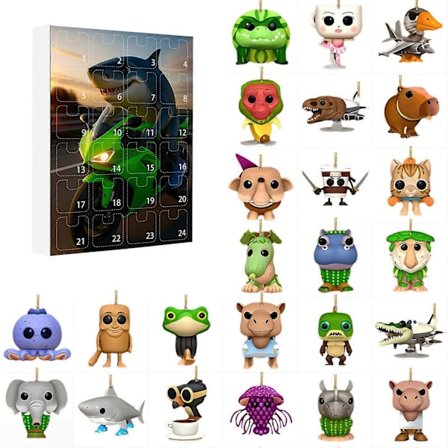 Tung Tung Tung Sahur 24 dagers adventskalender 2025, 2D akryl nøkkelring Brainrot italiensk dyregave til barn [DB]