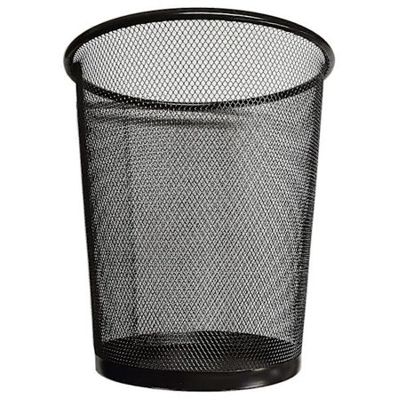 Rund papperskorg i nät för badrum, kök, hemmakontor, studentrum (svart)