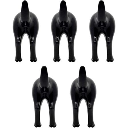 Koiranhäntä seinäkoukku (musta), 5-osainen vaatteiden ja hattujen koukku