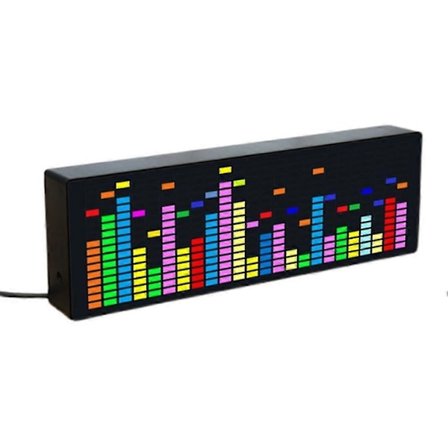 LED Musikk Spektrum Rytme Lys Stemmesensor 1624 RGB Atmosfære Nivåindikator Med Klokkevisning (ledning Kontroll)