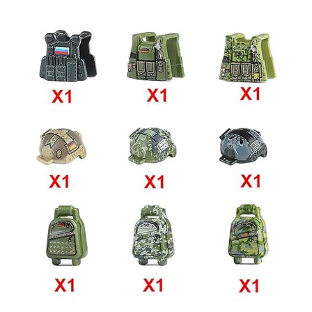 Militära byggklossar Soldatfigurer Gåvor Leksaker Vapen Gevär Special Force SWAT Arm Väst Hjälm Explosionssäkra kläder MOC Fingerfärdighetsspel