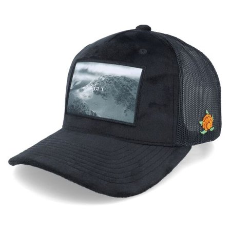 SQRTN - Svart trucker Keps - Bergen Velvet Black Trucker @ Hatstore