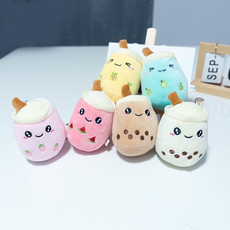 Mini Nyckelringar 6-pack Bubble Tea Plysch Nyckelring kawaii bubble tea nyckelringar för ryggsäckar boba tea squishmallow plyschleksaker