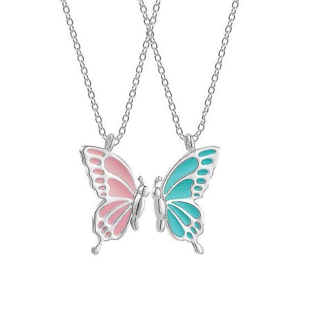 God ven sommerfuglehalskæde enkel farvet sommerfugl todelt venskabs halskæde