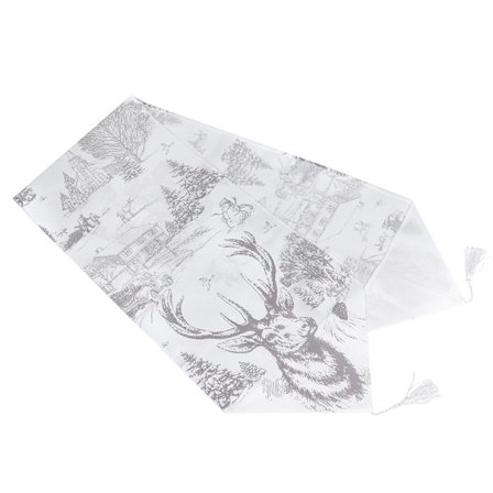 Joulupöytäliina Harmaa Hirvikuvio Kangaspainatus Pöytäkoriste Pöytäliina