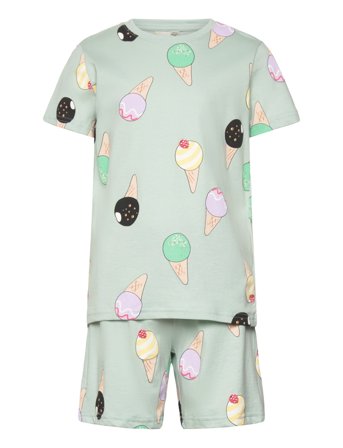 Lindex | Pyjama Tee Shorts Set Aop Summ | 98/104