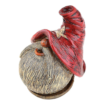 Söta tomte rökelsebrännare tecknad dvärgdocka skulpterad hartsstaty kon rökelse hem skrivbord prydnad dekoration för yoga meditation [kk] Red cap