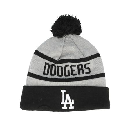New Era - MLB Musta pom Beanie - Los Angeles Dodgers Jake Black/Grey Pom @ Hatstore