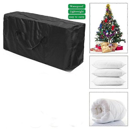 Opbevaringspose til udendørs hynder, opbevaringsposer til terrassehynder 116x47x51cm med håndtag og lynlås til juletræ, vandtæt møbelopbevaring