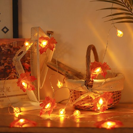 20 LED'er græskar ahorn blade lyskæde efterårsguirlande batteri Po