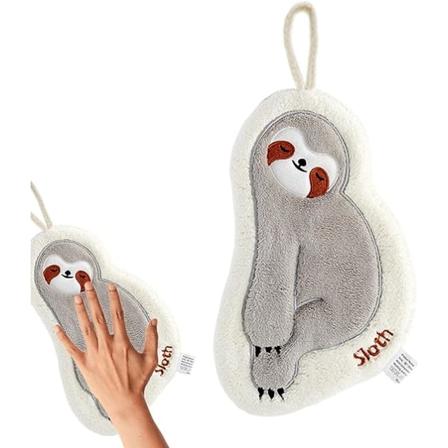 Sloth kjøkkenhåndkle (grå) - Søt korall mikrofiber tykk oppvaskhåndkle - Tykt holdbart håndkle for kjøkken, stue