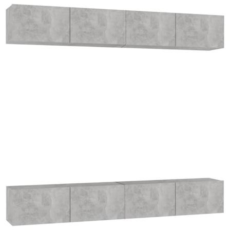 Vidaxl Tv-skåp 4 St Betonggrå 100x30x30 Cm Konstruerat Trä Grå