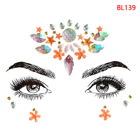 IC Face Jewels Självhäftande Ädelstenar Party Face Stickers Rhinestone M BL139