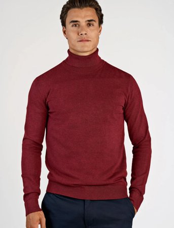 Lindbergh Ecovero L/S Roll Neck Knit - Burgundy - XL
