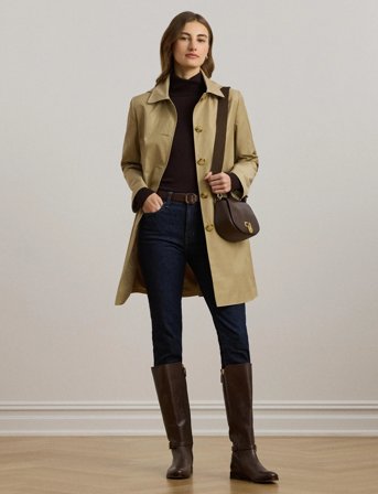 Lauren Ralph Lauren Hooded Cotton-Blend Balmacaan Coat - Beige - XS