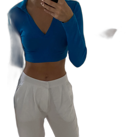 Blå ribbstickad tröja från Zara