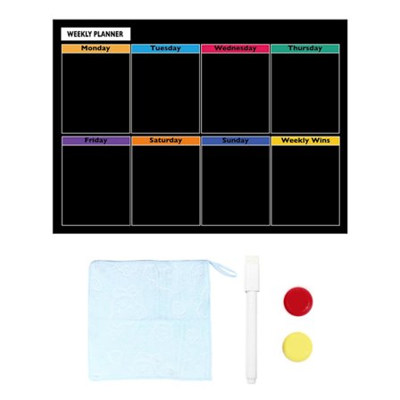 Magnetisk tavle Månedlig ugentlig mejerikalender med magnetisk pen Sort køleskabsplanlægningstavle Notesblok til køleskab