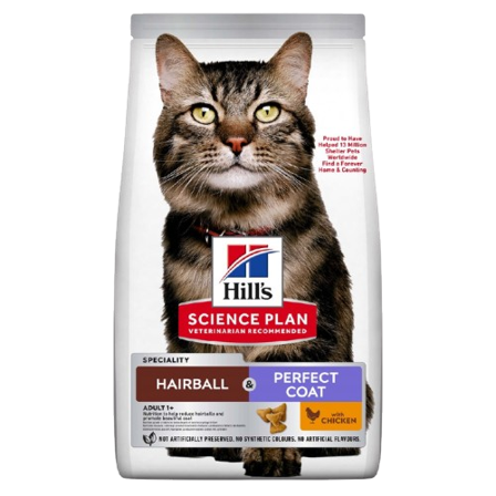 Hills Science Plan - Hairball & Perfect Coat kattemat med kylling for voksne katter 7 kg - Katt - Kattefôr & kattemat - Tørrfôr for katt - ZOO.no