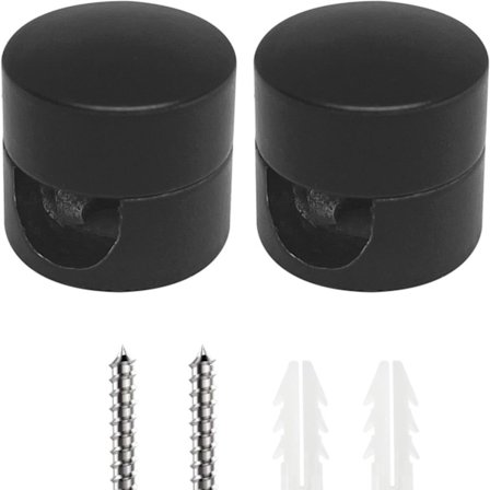 2 stk. todelte væg- og loftstifter, sort, til tekstilkabel, ce