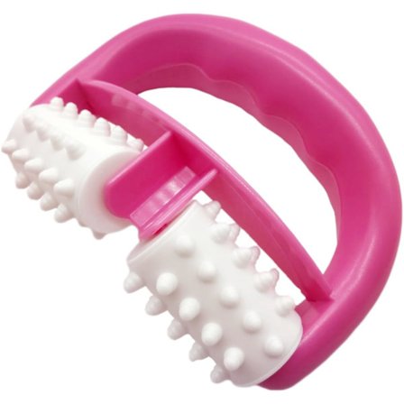 Plastisk manuell rundhåndtak 2 hjul muskelmassasjeruller massasjerull for cellulitter