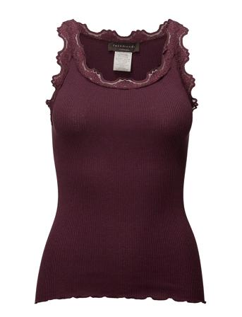Silk Top W/ Lace T-shirts & Tops Sleeveless Rød Rosemunde*Betinget Tilbud