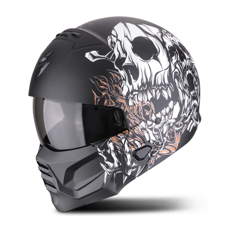 Scorpion EXO-Combat II Genesis Öppningsbar Hjälm Matt Svart/Vit/Guld L