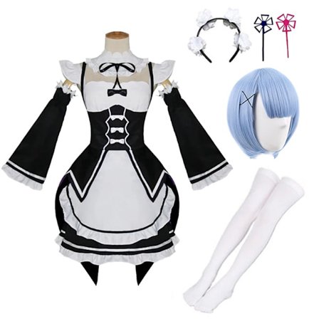 Anime Re:Zero - Starting Life in Another World Ram/Rem Cosplay Kostumer Maid Outfit Halloween Kostume Maid Servant Kjole stil 6 style6
