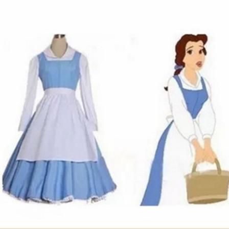 Skjønnheten og Udyret Belle Fransk hushjelp Kostyme Prinsessens Kostymeshow Halloween COS -a blue women's size m