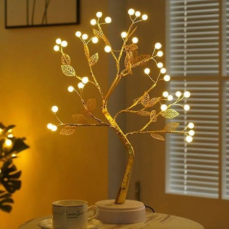 Bonsaiträdslampa LED med glittrande grenar, batteri- och USB-driven - Stil 5