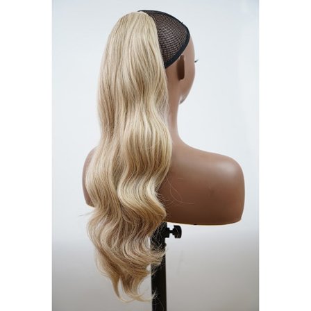 (Blonde) 60cm Lang Krøllete Hestehale med Lange Naturlige Krøller, Varmebestandig