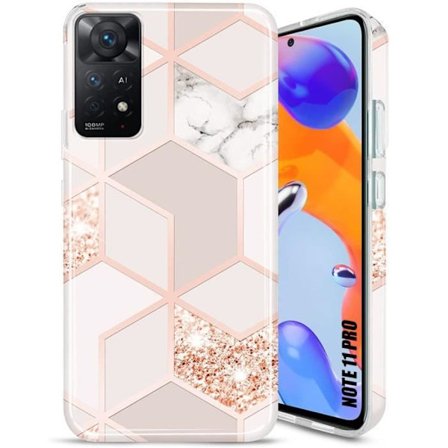 Skyddshölje - Xiaomi - Redmi Note 11 Pro - Stöttålig - Marmor Design - Rosa