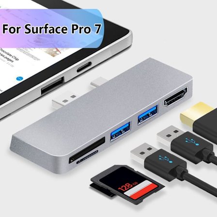 Microsoft Surface Pro 7 -telakointiasemalle USB 3.0 HUB
